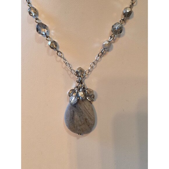 Alexis K. Silver-Tone Chain Necklace With Teardrop Pendant - Picture 8 of 9